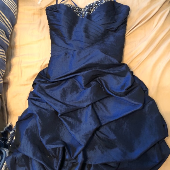 Dresses & Skirts - Short Navy Blue Pleated Prom Dress